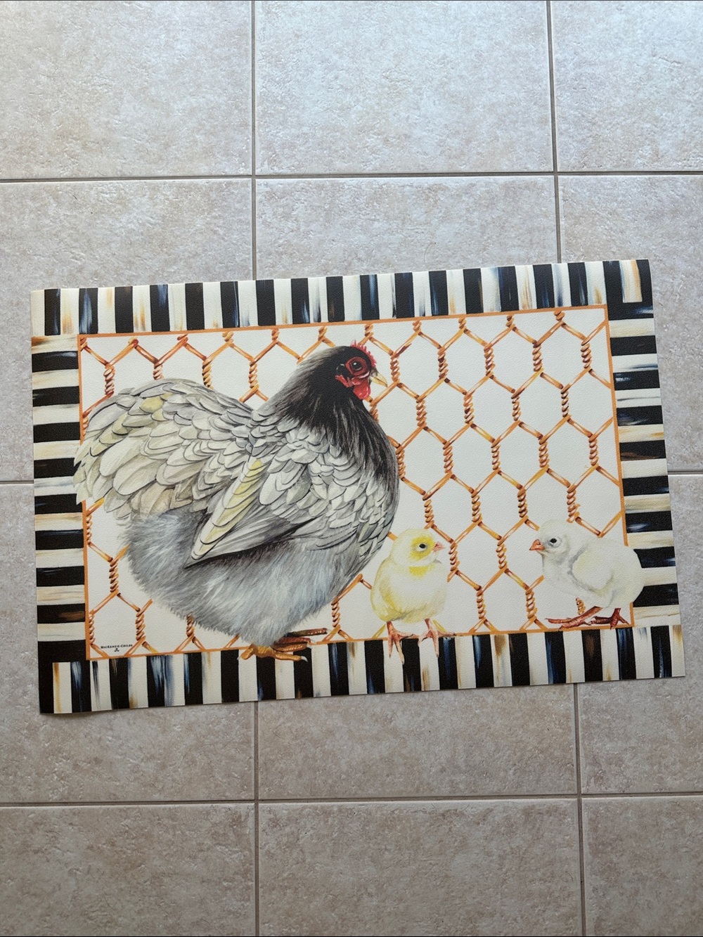 Mackenzie-Childs Chicken Coop Floor Mat 2' X 3' Courtly Stripe Non Slip Viny